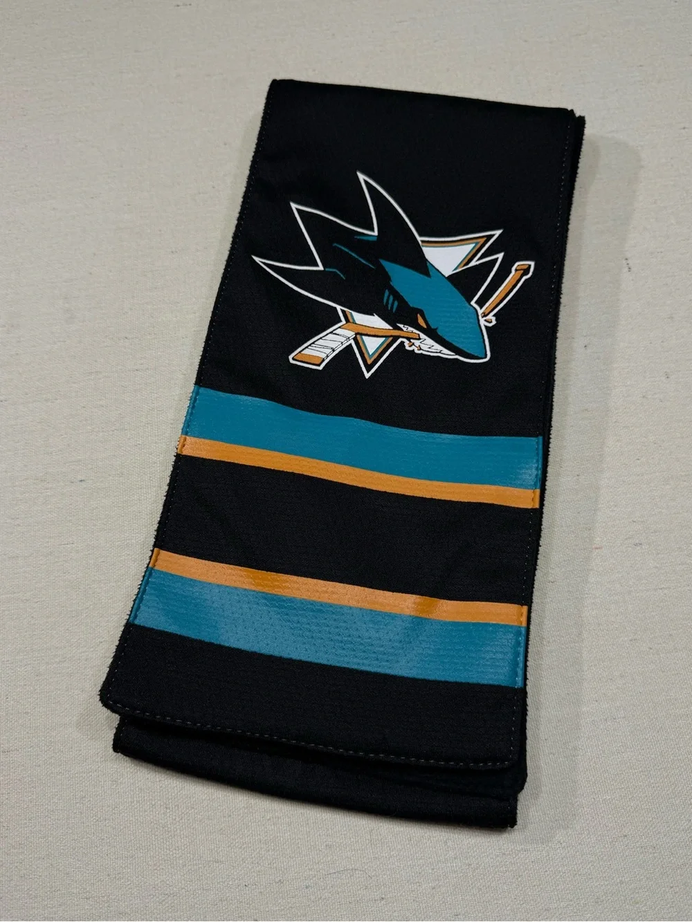 San Jose Sharks NHL Scarf with Logo - Black, Teal & Orange